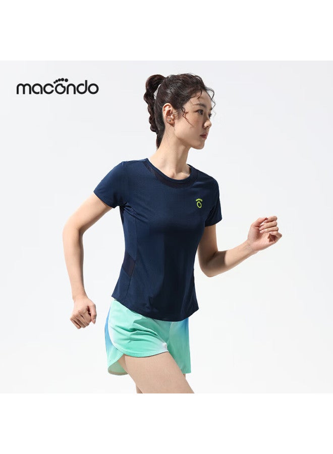 Macondo Antibacterial Short Sleeve T-shirt With Silver Ion Anti-bacterial Armpit One-piece Structure Night Running Reflective Night Sea Blue Women M - Image 2