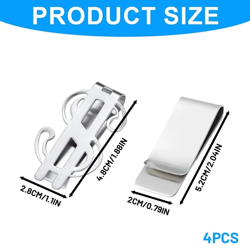 Mgbmyltm Money Clip, 4 Pack Metal Money Clips for Men, Classic Design, Money Holder for Business Professionals, Travel Essentials, Slim Minimalist Wallet Replacement - Image 2