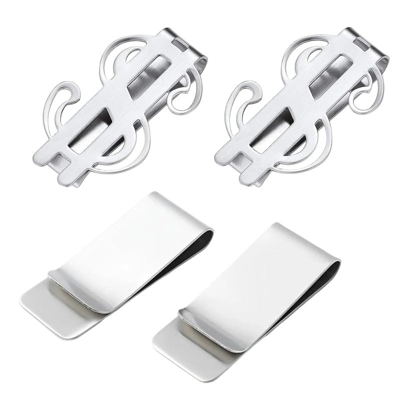 Mgbmyltm Money Clip, 4 Pack Metal Money Clips for Men, Classic Design, Money Holder for Business Professionals, Travel Essentials, Slim Minimalist Wallet Replacement - Image 1