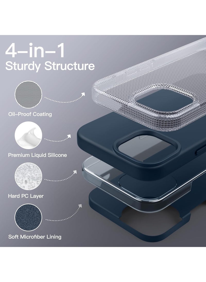 ACLIX Silicone Case Compatible with iPhone 12 Pro Max, Slim Liquid Silicone, Layers of Soft Gel Rubber Shockproof, Protective Phone Case Cover with TPU Lining (Navy Blue) - Image 5