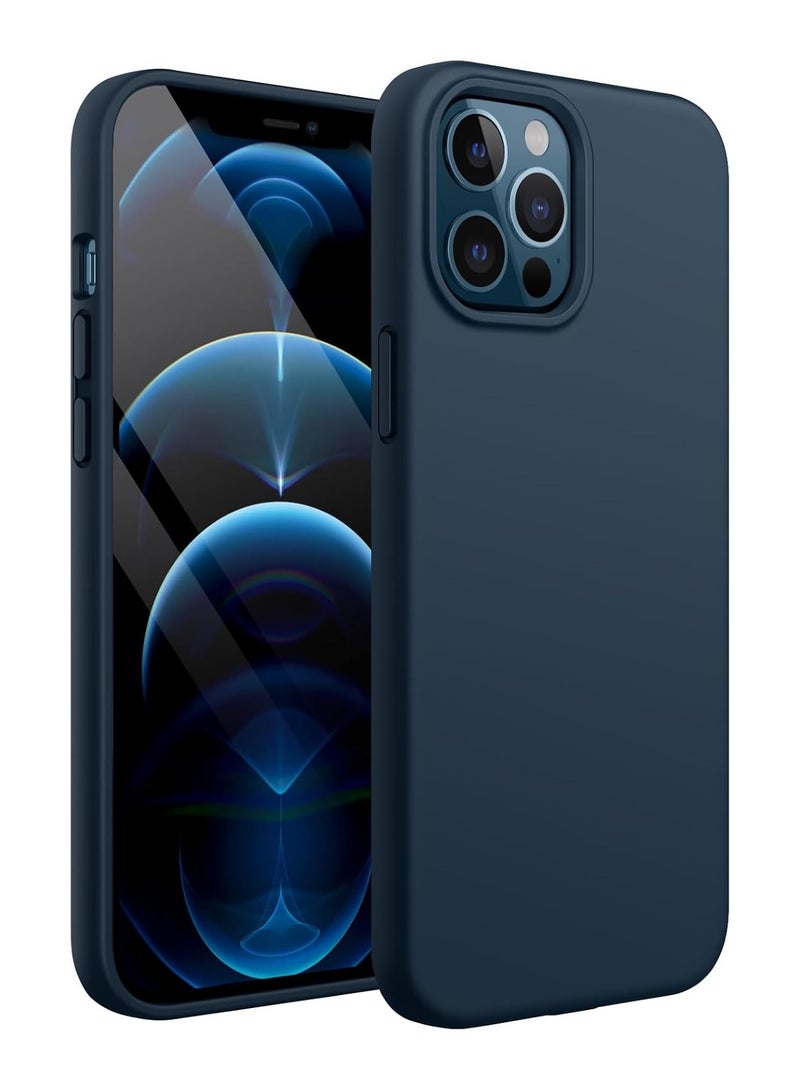 ACLIX Silicone Case Compatible with iPhone 12 Pro Max, Slim Liquid Silicone, Layers of Soft Gel Rubber Shockproof, Protective Phone Case Cover with TPU Lining (Navy Blue) - Image 1