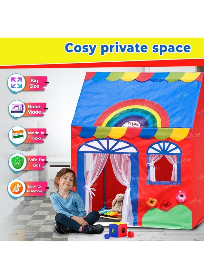 زيست فور تويز خيمة منزلية كبيرة الحجم من Zest 4 Toyz للأطفال البنات، منزل تظاهري للعب، كوخ للأطفال (خيمة قوس قزح) مقاس 4.5 قدم تقريبًا (110 سم طول × 134 سم ارتفاع) لون أحمر  - Image 2