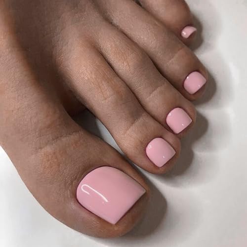 LuckForever 168pc Press on Toenails Women Fake Toe Nails with Adhesive Tabs, Nude Tan Fake Toenails Press on Nail Toe Acrylic Nail Tips Short Square False Toenails Artificial Toe Nails Press on - Image 5
