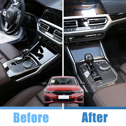 TINKI Car Center Console Gear Shift Panel Cover Trim Compatible for BMW 3 Series 3GT G20 G21 G22 G23 G26 G28 2019 2020 2021 2022 2023 2024 2025 Interior Accessories (ABS Plastic, Carbon Fiber) - Image 2