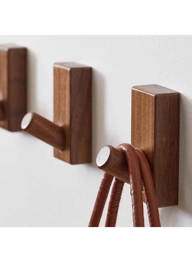 Bukela 4 Pack Wood Coat Hooks Wall Mounted, Wall Hooks for Hanging Robe & Towel Hooks for Bathroom, Natural Handmade Hat Hooks Heavy Duty (Walnut Wood) - Image 1