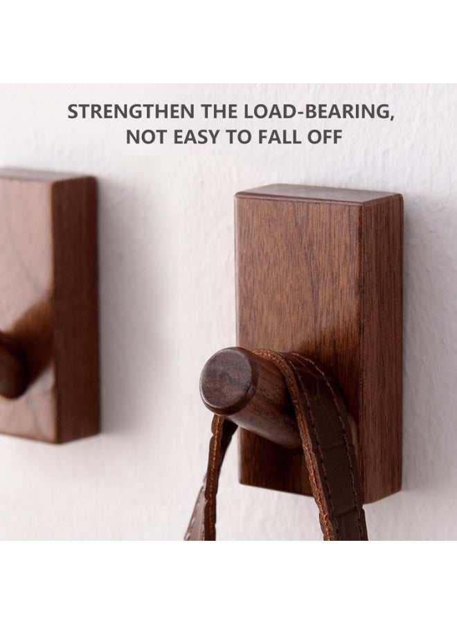 Bukela 4 Pack Wood Coat Hooks Wall Mounted, Wall Hooks for Hanging Robe & Towel Hooks for Bathroom, Natural Handmade Hat Hooks Heavy Duty (Walnut Wood) - Image 3