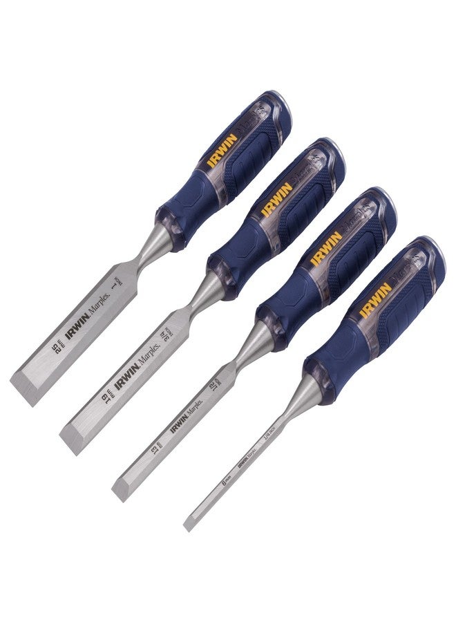 IRWIN Chisel Set, Woodworking, 4-Pack, Extra-Long Strike Cap, Strong & Durable Steel Core (IRHT82507) - Image 2