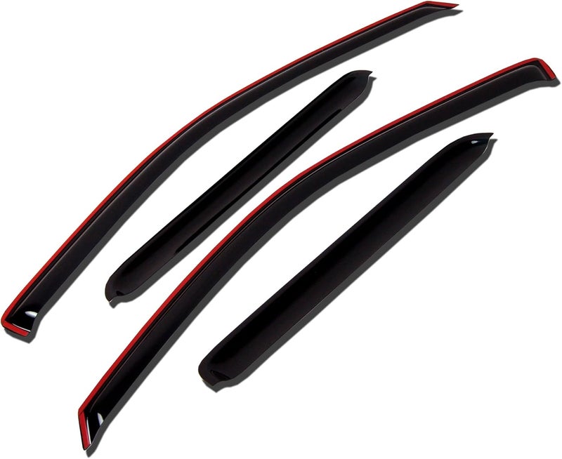 Tuningpros WV-741i in-Channel Window Visor Deflector Rain Guard Dark Smoke 4 Pcs - Image 1