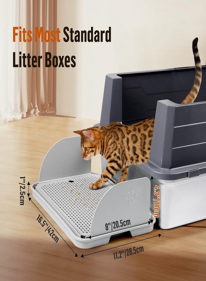 Bartuke Cat Step Stairs with Removable Baffles, Large Cat Ramp Pedal Footrest for Litter Box with Filter Function Double Layer Splash-Proof Easy to Clean for Small & Elderly Cats (Light Grey) - Image 2