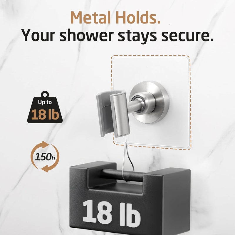 Kes All Metal Shower Head Holder Adhesive, Handheld Shower Head Holder Wall Mount with Dual-Size Opening for Standard & Oversized Shower Hose, Adjustable Shower Wand Holder, Brushed Steel, C208DF-BS - Image 5