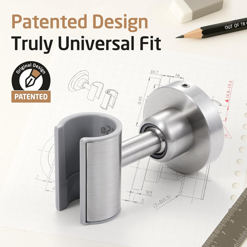 Kes All Metal Shower Head Holder Adhesive, Handheld Shower Head Holder Wall Mount with Dual-Size Opening for Standard & Oversized Shower Hose, Adjustable Shower Wand Holder, Brushed Steel, C208DF-BS - Image 3