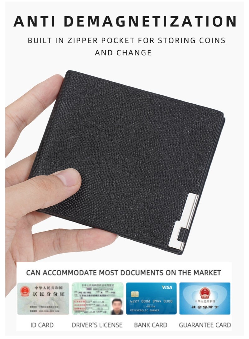 Wallet for Men, Short Slim Purse Bi-fold RFID Blocking Card Holders Gift - Image 3