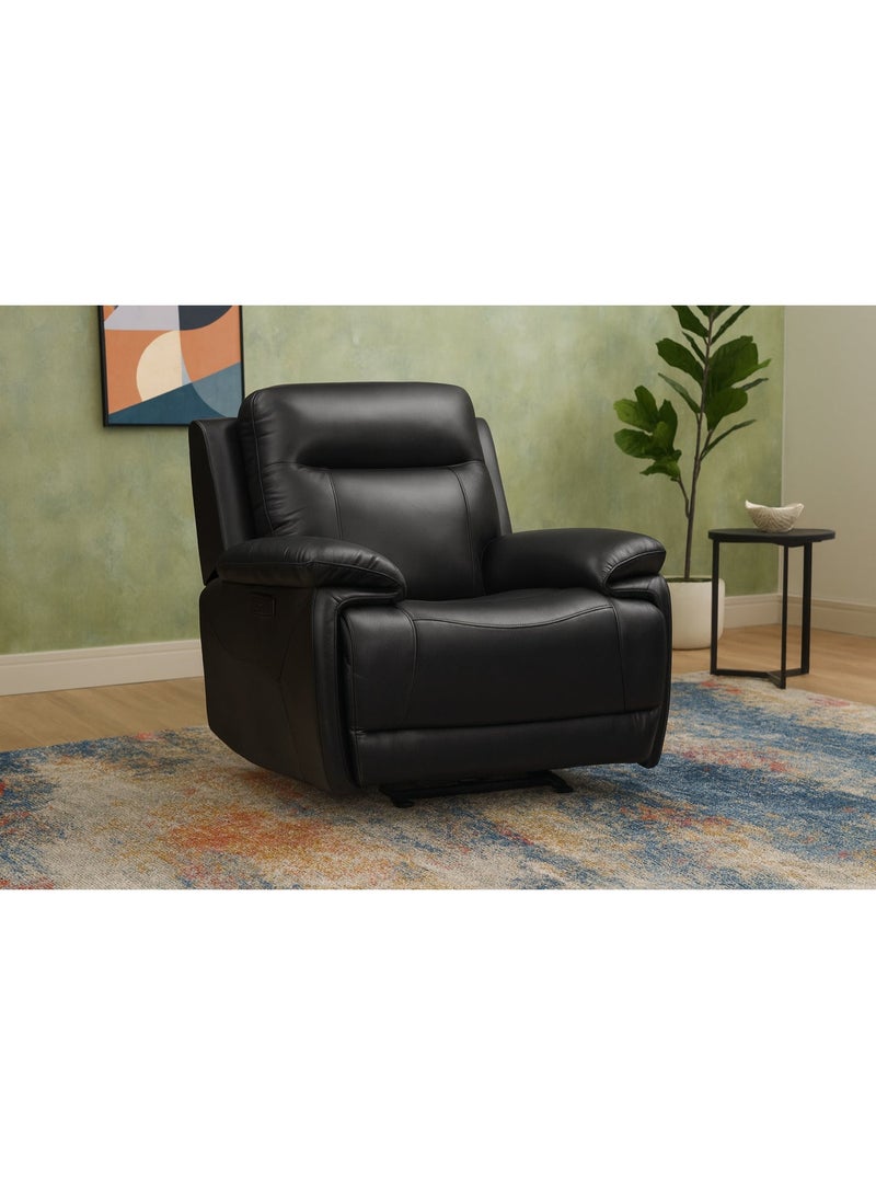 KING KOIL Shelby Power Glider Recliner, Leather Jet Black - Image 1