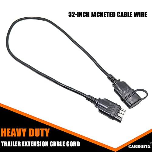 CARROFIX 4 Way Flat Trailer End Connector with 32-Inch Jacketed Cable Wire 4 Pin Trailer Wiring Extension - Image 3