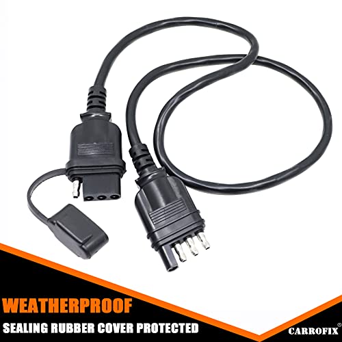 CARROFIX 4 Way Flat Trailer End Connector with 32-Inch Jacketed Cable Wire 4 Pin Trailer Wiring Extension - Image 2