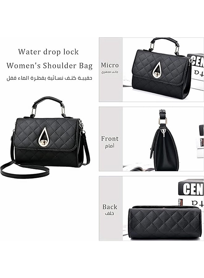 SHABILI Women PU Shoulder Bag Crossbody Tote Satchel Sling Handbag, Ladies Large Capacity Multi-Pocket Quilted Water-Drop Lock & Detachable Strap for Teenager Youth Daily Casual Travel Cross Bags (Black) - Image 3