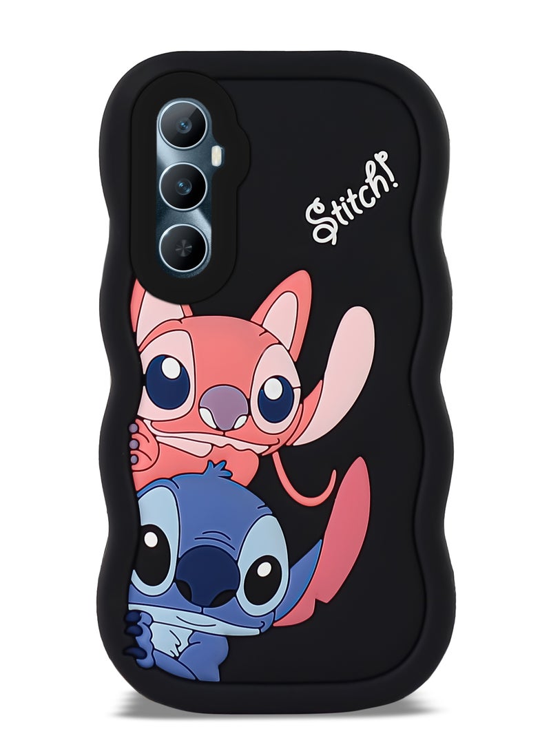 Lilo and Stitch Cartoon 3D Wavy Soft Silicone Phone Case for Realme C65 (Black)