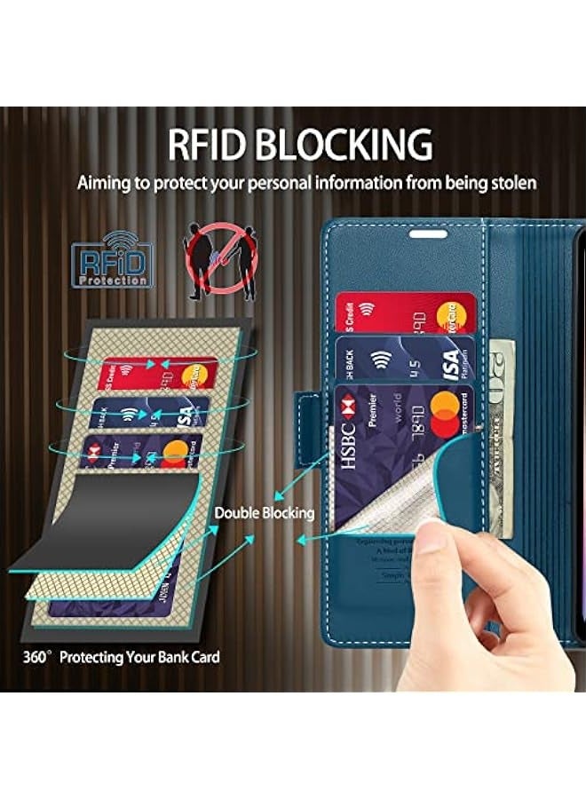 Samsung Galaxy A51 4G Wallet Case - RFID Blocking, Kickstand, Magnetic Closure - Fashion Blue - Image 2