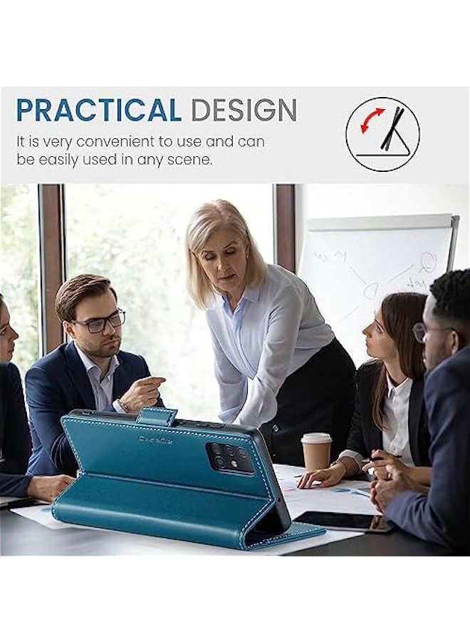 Samsung Galaxy A51 4G Wallet Case - RFID Blocking, Kickstand, Magnetic Closure - Fashion Blue - Image 5