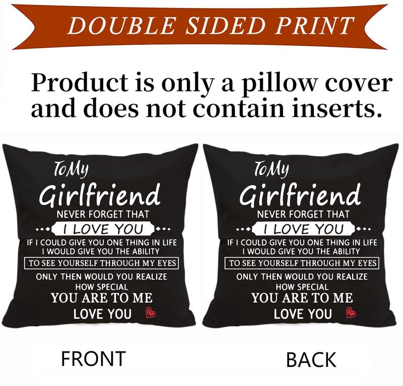 Anrkets Gifts for Girlfriend, Two Sided Printing Lover Pillow Cover + Couple Keychain, Valentine's Day Birthday Gifts for Girlfriend, Long Distance Relationship Gift, Velvet Decorative Pillowcase 18"x 18" - Image 2