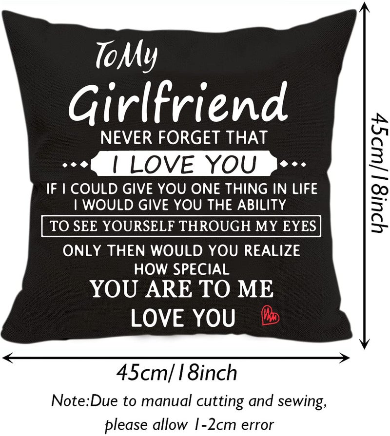 Anrkets Gifts for Girlfriend, Two Sided Printing Lover Pillow Cover + Couple Keychain, Valentine's Day Birthday Gifts for Girlfriend, Long Distance Relationship Gift, Velvet Decorative Pillowcase 18"x 18" - Image 5