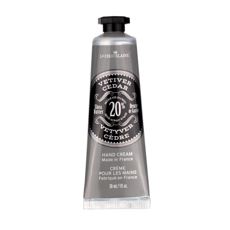 La Chatelaine 20% Shea Butter Hand Cream Travel Size, Men, Unisex, Organic Argan Oil, Moisturizing, Nourishing, Extra-Rich Hand Lotion, Made in France, Paraben Free, 1 oz / 30ml (Vetiver Cedar) - Image 1