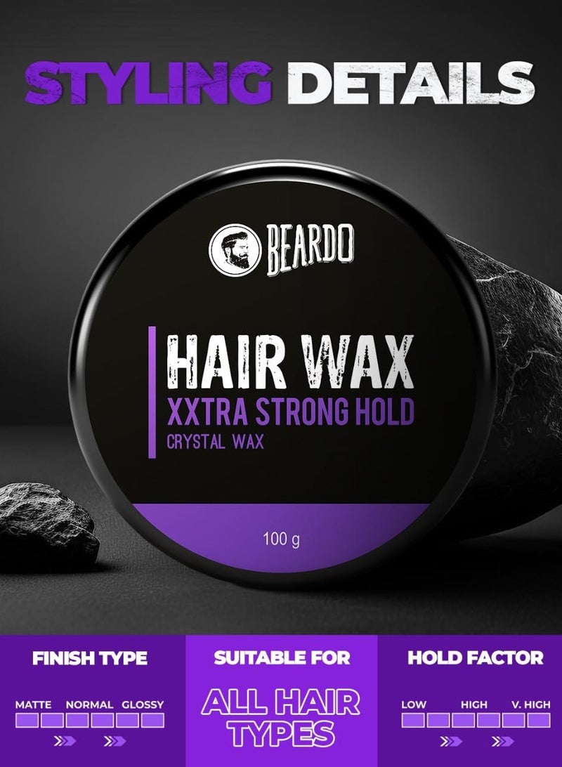 BEARDO Xxtra Stronghold Hair Wax, 100 gm | Crystal Hair Wax for Men | Hair Wax Men | Hair Styling Wax for Glossy Finish & Shine | Extra Strong Hold Wax - Image 4