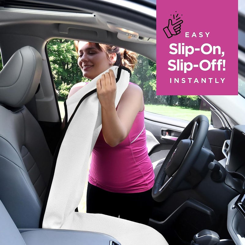 Waterproof Sweat Towel Car Seat Cover, 1 Pcs Sweat Car seat Protector, Universal Fit Anti-Slip Bucket Seat Protector for Cars, Great for Swimming Yoga Gym Workout, for Car Truck SUV (White) - Image 4