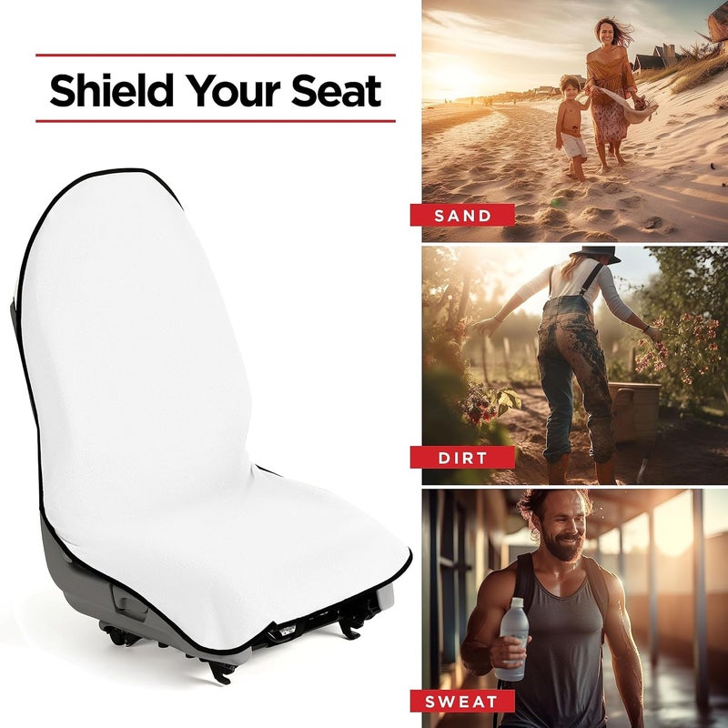 Waterproof Sweat Towel Car Seat Cover, 1 Pcs Sweat Car seat Protector, Universal Fit Anti-Slip Bucket Seat Protector for Cars, Great for Swimming Yoga Gym Workout, for Car Truck SUV (White) - Image 5