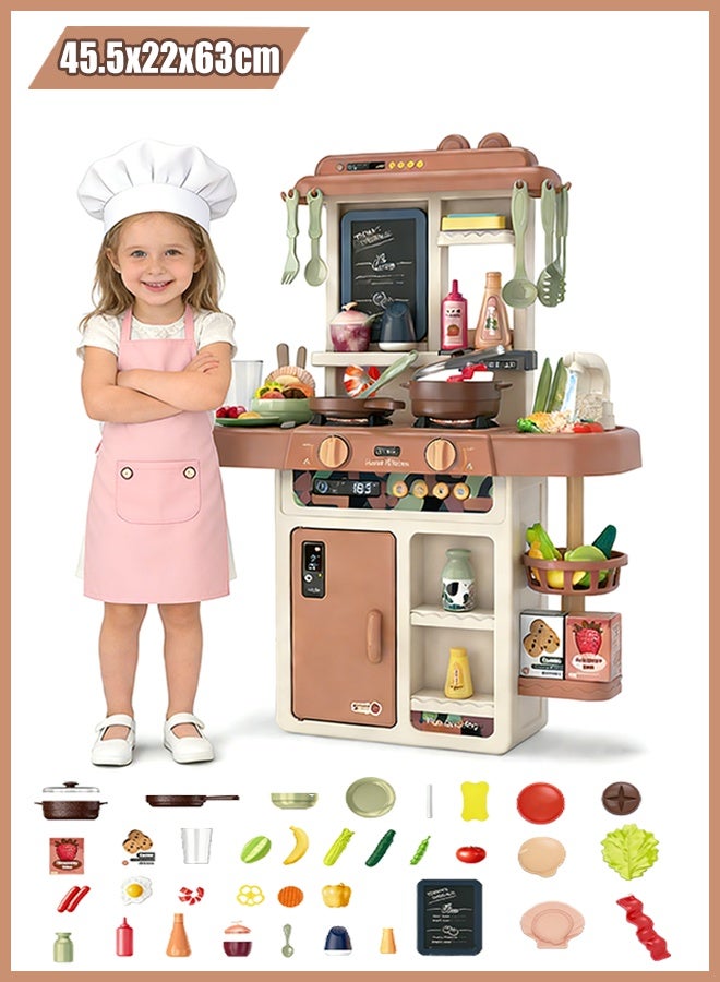 NAYIV Kids Kitchen Playset 55pcs Pretend Play Toy Kitchen Set Kitchen Toys with Realistic Lights&Sounds Simulation of Spray and Play Sink Chef Pretend Play Set  Kitchen Cooking playset Educational Cooking Toy for Boys and Girls 3+ Years Old - Image 1