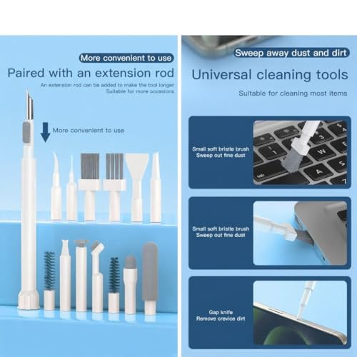 SELLSHO 32 in 1 Cleaning Tool Kit with Screen Cleaner, Spray Bottle, Tweezer, Brush, SIM Tool & Key Puller| Multi Device Cleaner for PC, Laptop, iPhone, iPad, Airpods, Camera & Keyboard (White) - Image 4