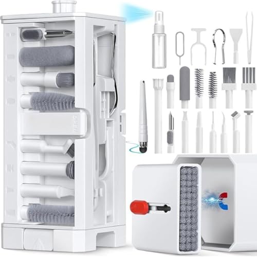 SELLSHO 32 in 1 Cleaning Tool Kit with Screen Cleaner, Spray Bottle, Tweezer, Brush, SIM Tool & Key Puller| Multi Device Cleaner for PC, Laptop, iPhone, iPad, Airpods, Camera & Keyboard (White) - Image 1