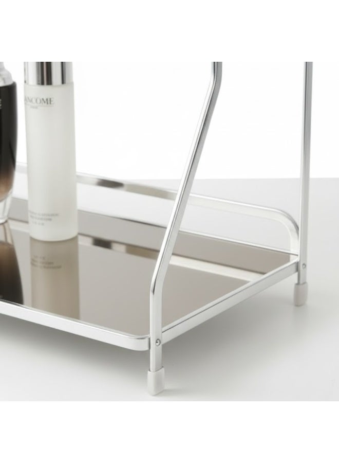 طلال رف منظم حمام فضي بثلاث طبقات - رف معدني لتخزين مستحضرات التجميل والعناية بالبشرة، مناسب للحمام وغرفة النوم | حامل منظم للعطور، ومستحضرات التجميل، والأمصال، واللوشن، ومنتجات التجميل - Image 4