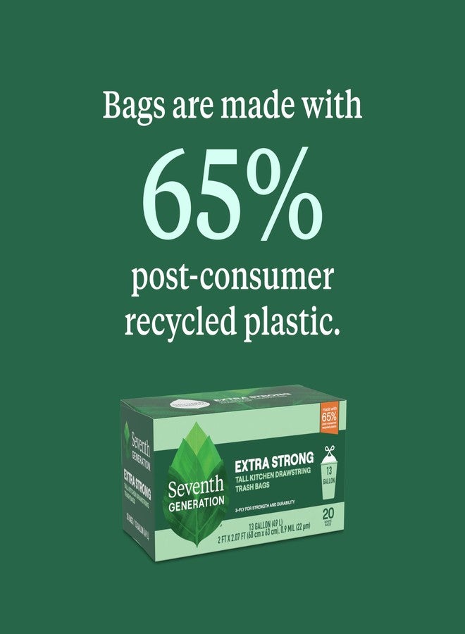 Seventh Generation Kitchen Garbage Bags 13 Gallon Pack of 6 Extra Strong Made from Recycled Plastic 20 count - Image 2