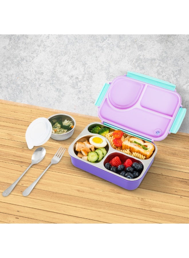 Hydrobrew Personalized Steel Core Lunch Box 750ml + 150ml Food Jar w/ cutlery, Stainless Steel, Leakproof - BERRY CREAM - Image 5