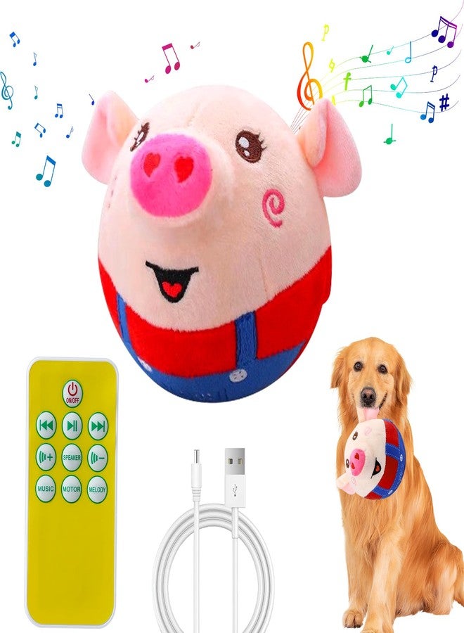 LAIAMER Interactive Plush Dogs Toys, Interactive Puppy Toy Bouncing Rolling Dogs Ball Remote Control Dog Toy with Music, Self Moving Pet Toys for Small/Medium/Large Bored Dog to Keep Them Busy(Pig) - Image 1