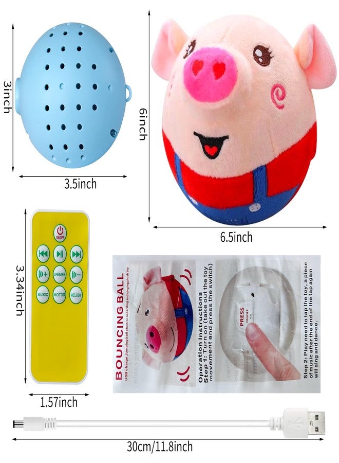 LAIAMER Interactive Plush Dogs Toys, Interactive Puppy Toy Bouncing Rolling Dogs Ball Remote Control Dog Toy with Music, Self Moving Pet Toys for Small/Medium/Large Bored Dog to Keep Them Busy(Pig) - Image 3