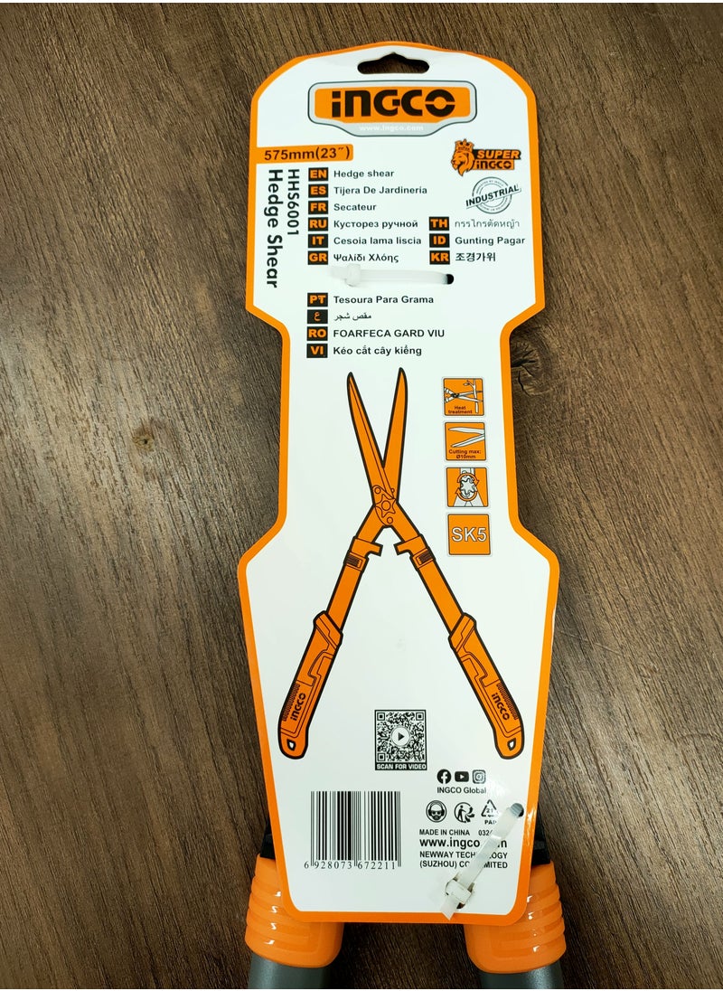 INGCO Hedge shear (Tree shears) with high performance 575mm(23"), Model : HHS6001, Brown with Orange Colour  - Image 4