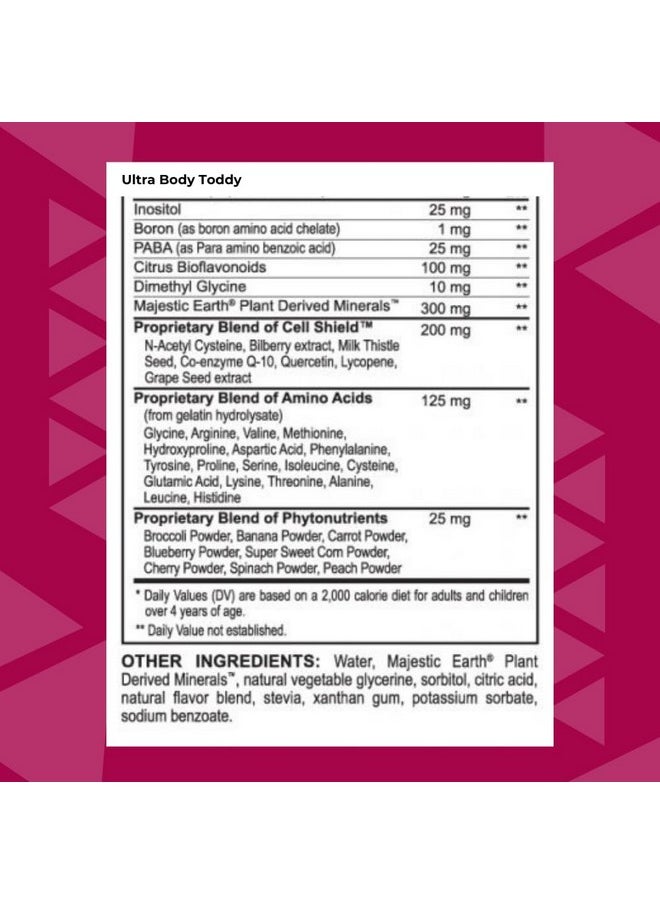 يونغيفيتي Youngevity Ultra Body Toddy™ - مكمل غذائي متعدد الفيتامينات والمعادن يحتوي على أكثر من 100 عنصر غذائي للرجال والنساء - امتصاص معزز - مغذيات نباتية - أحماض أمينية (32 أونصة سائلة، عبوة من قطعتين)  - Image 3