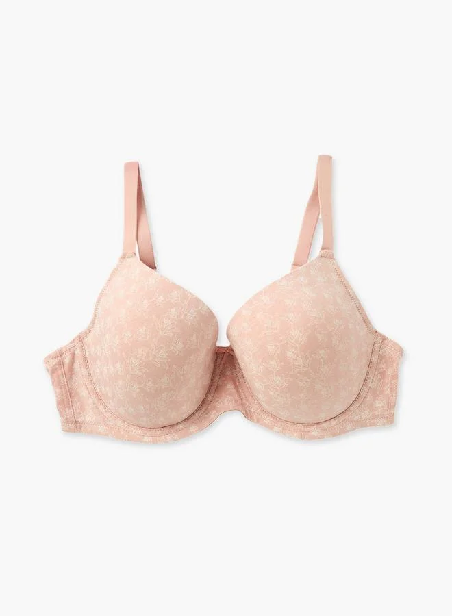 Splash FAV Printed Wired Demi Bra with Hook and Eye Closure