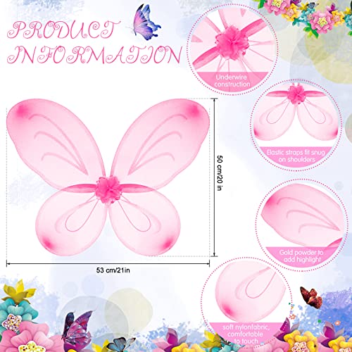 Vinsot 12 Pcs Butterfly Fairy Wings Butterfly Wing Dress up Party Costume Accessory Angel Costume for 2 to 12 Years GirlsLight Pink - Image 5