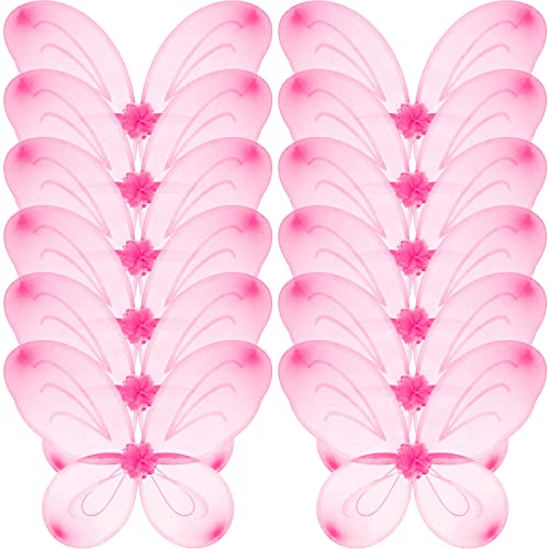 Vinsot 12 Pcs Butterfly Fairy Wings Butterfly Wing Dress up Party Costume Accessory Angel Costume for 2 to 12 Years GirlsLight Pink - Image 1