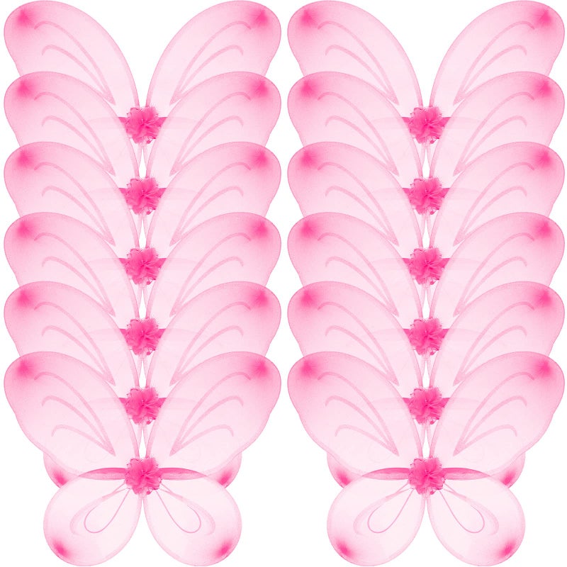 Vinsot 12 Pcs Butterfly Fairy Wings Butterfly Wing Dress up Party Costume Accessory Angel Costume for 2 to 12 Years GirlsLight Pink - Image 3