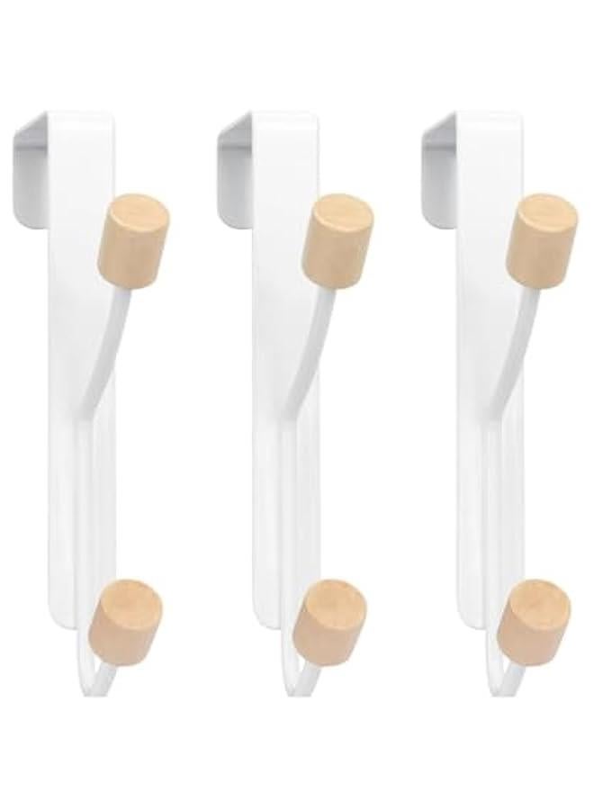 RCCO Over Door Hooks, 3 Pack White Door Hooks for Hanging Metal Door Hanger Hook Wood Hooks for Hanging Clothes, Hats, Robes, Towels - Image 1