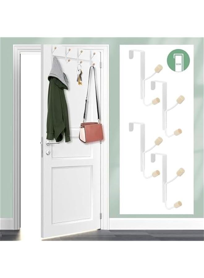 RCCO Over Door Hooks, 3 Pack White Door Hooks for Hanging Metal Door Hanger Hook Wood Hooks for Hanging Clothes, Hats, Robes, Towels - Image 2