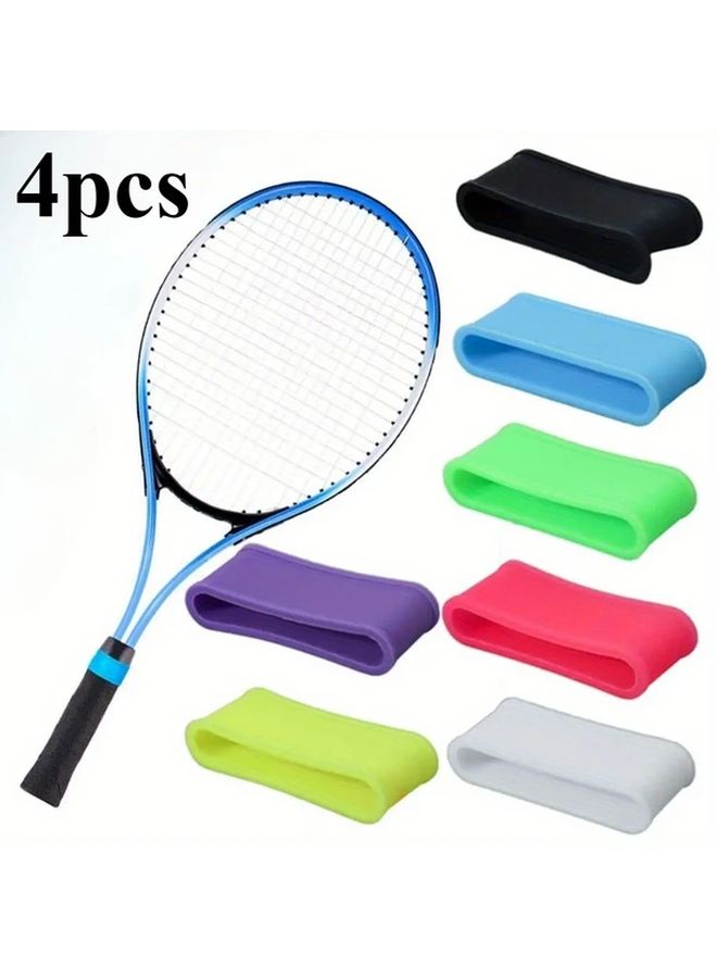 Black 4pcs Non Slip Sweat Absorbent Shock Absorbing Tennis Racquet Grip Handle Wrap - Image 1