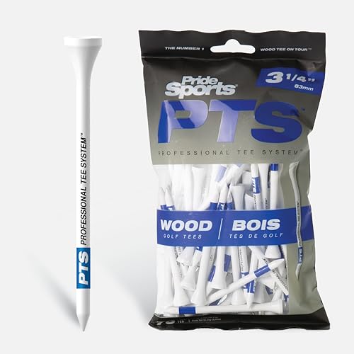 PrideSports PTS Wood Golf Tees | 75 Count, 3-1/4 Inch | #1 Wood Tee on Tour | Best for Drivers & Woods - Image 1