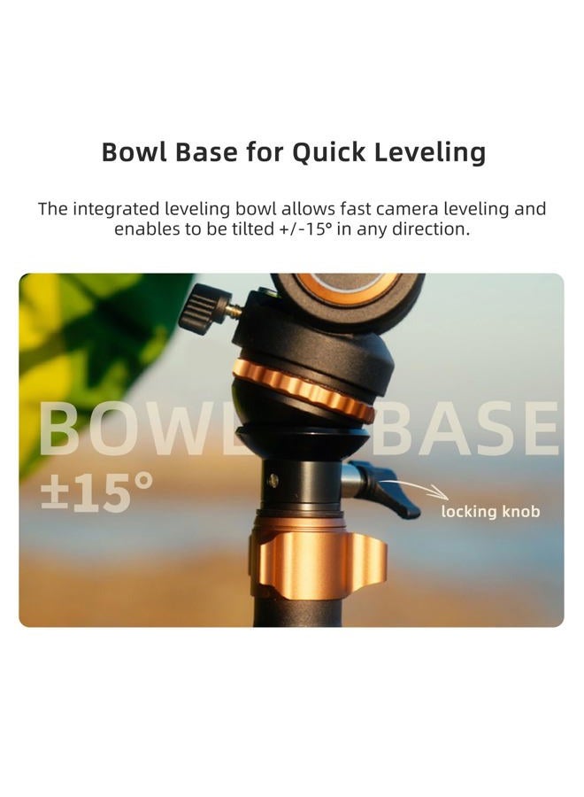 Cayer CF2451 67 Inch Carbon Fiber Video Tripod with Fluid Drag Head, Compact 4 Section DSLR Tripod Converts to Monopod for Canon Nikon Sony DSLR Camera - Image 5