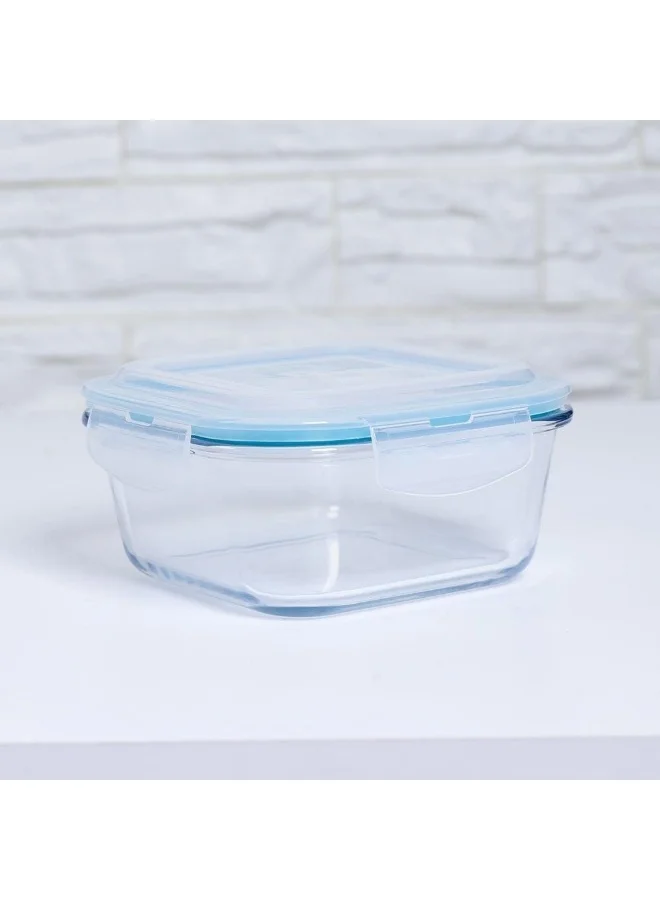 دانوب هوم Cloc Glass Storage Sq 320ml, Clear, Borosilicate Glass, Food Storage Container For Meal Preparation