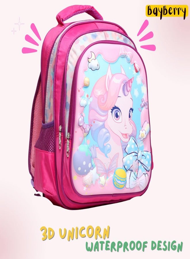 BayBerry Unicorn School Backpack for Girls, Boys and Toddlers, Stylish, Durable, Waterproof, Cute Birthday Gift. (Pink) - Image 2